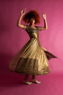 Edwardian Gold Chartreuse Lamé Net Gown [xs/sm]