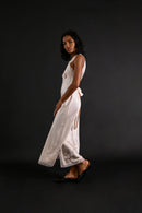 1930s Hand Embroidered Floral + Foliage Silk Gown [xs/sm]