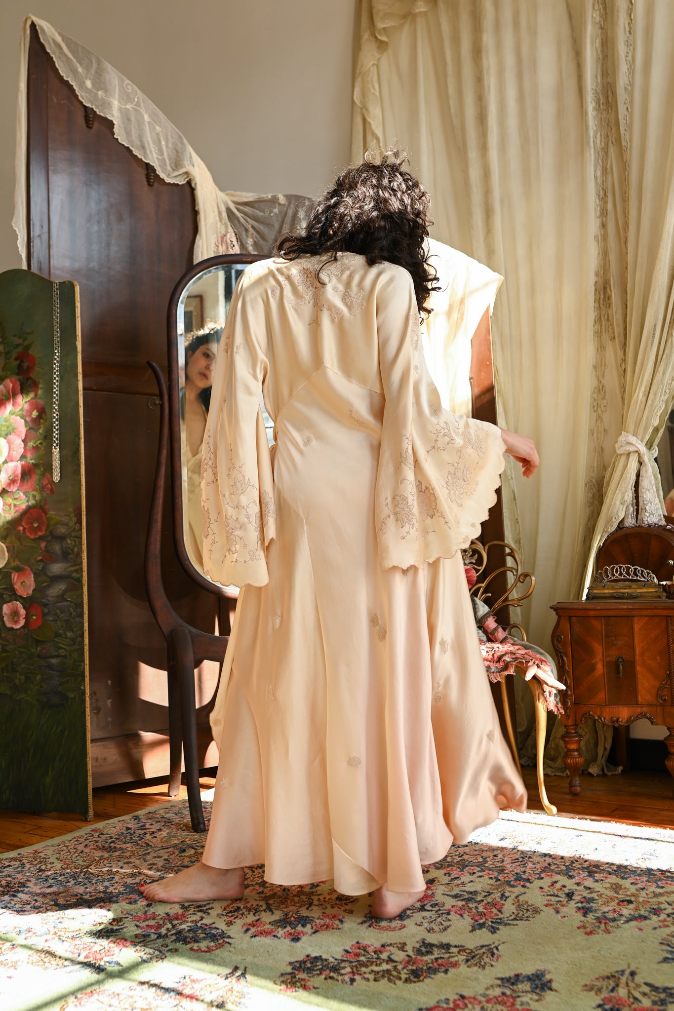 Demetra's Ombré Silk Angel Sleeve Appliqué Wrap [xs/sm/med]