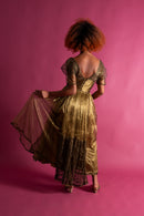 Edwardian Gold Chartreuse Lamé Net Gown [xs/sm]