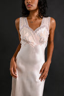 1930s Hand Embroidered Floral + Foliage Silk Gown [xs/sm]