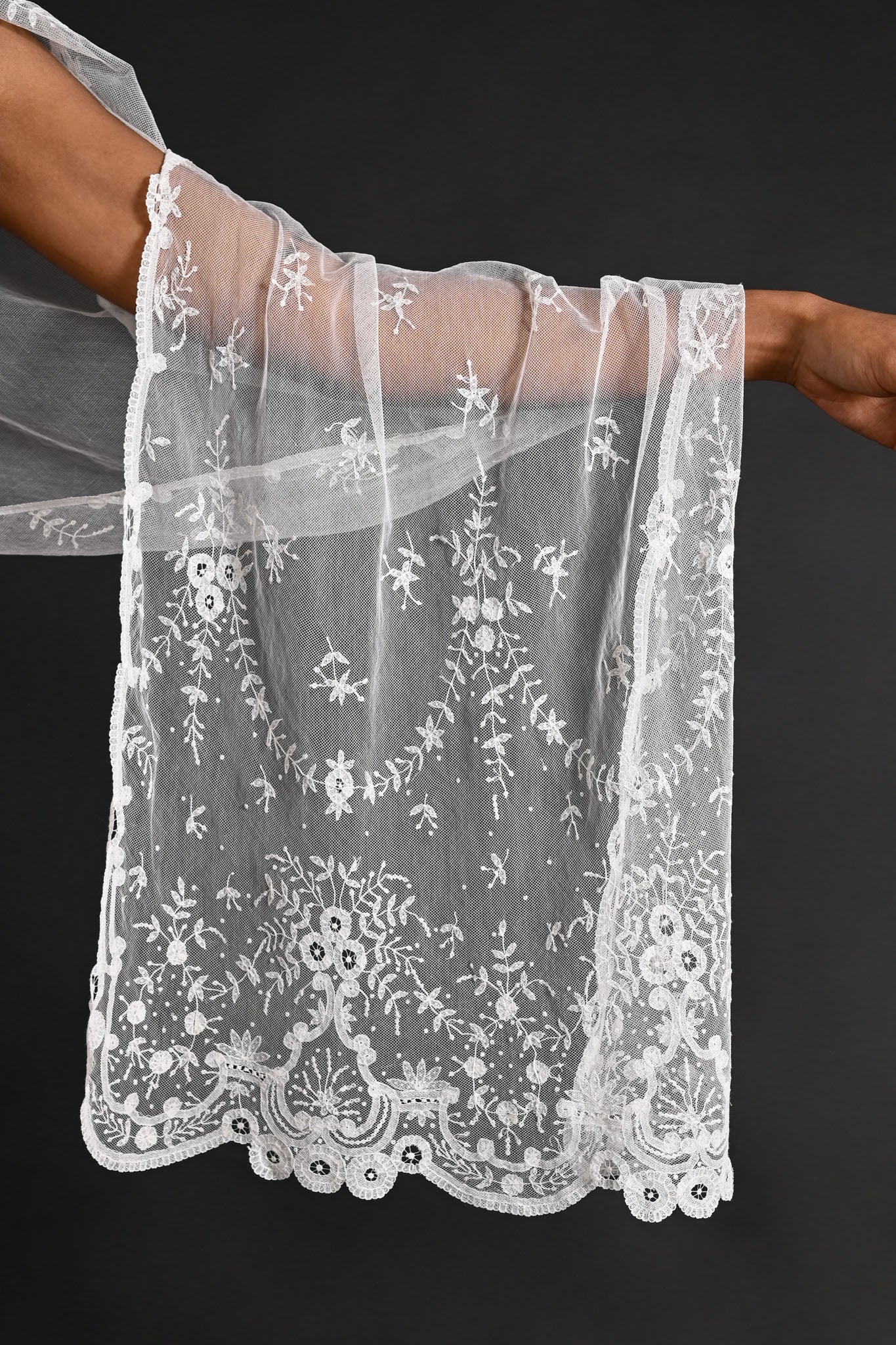 1900s Handmade Brussels Lace Shawl