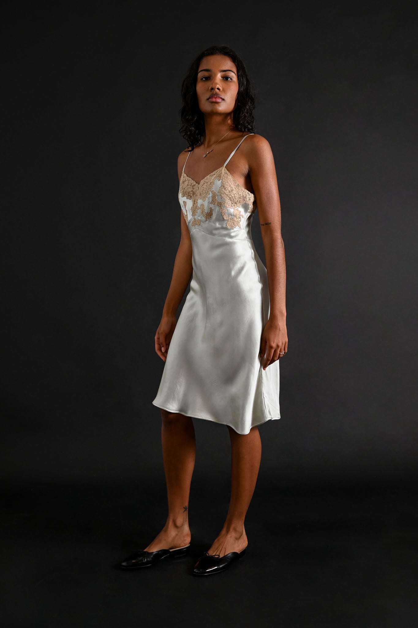 1930s Powder Blue Silk Satin Slip [xs/sm]