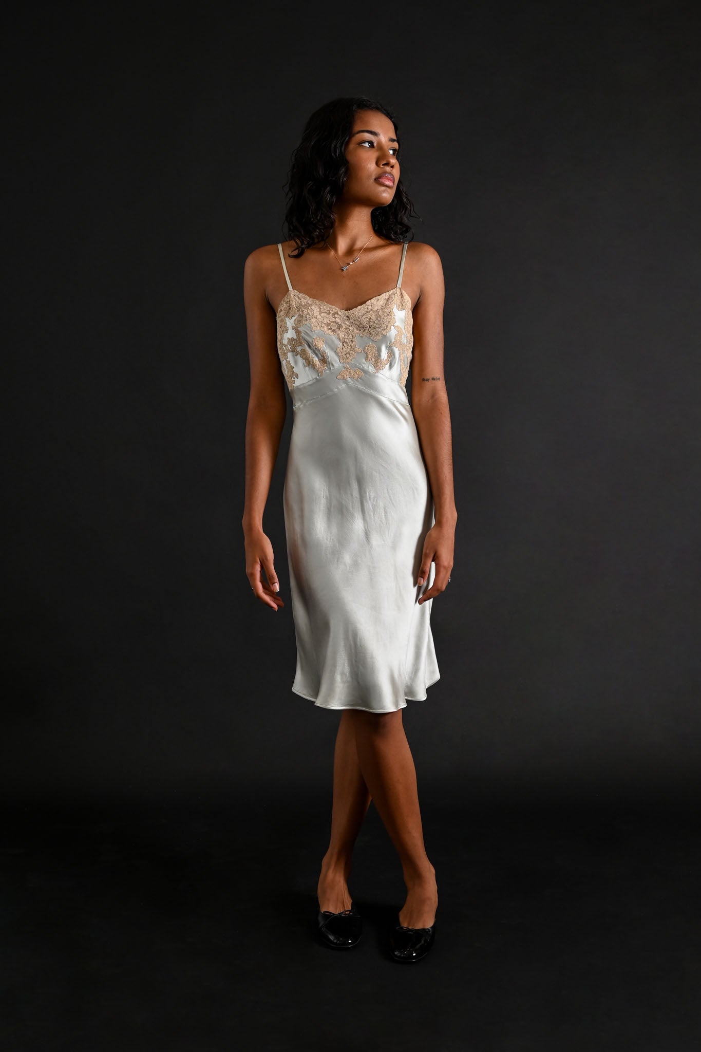 1930s Powder Blue Silk Satin Slip [xs/sm]