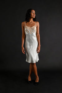 1930s Powder Blue Silk Satin Slip [xs/sm]