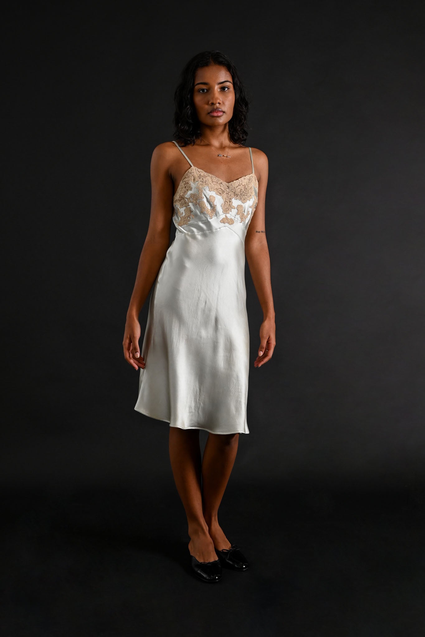 1930s Powder Blue Silk Satin Slip [xs/sm]