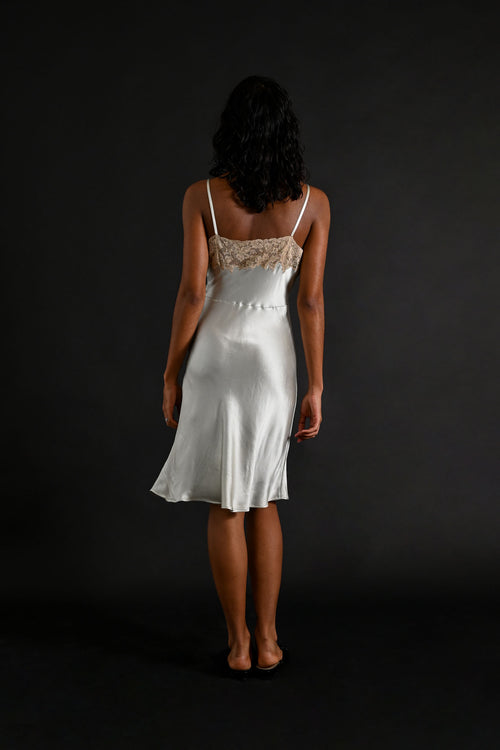 1930s Powder Blue Silk Satin Slip [xs/sm]