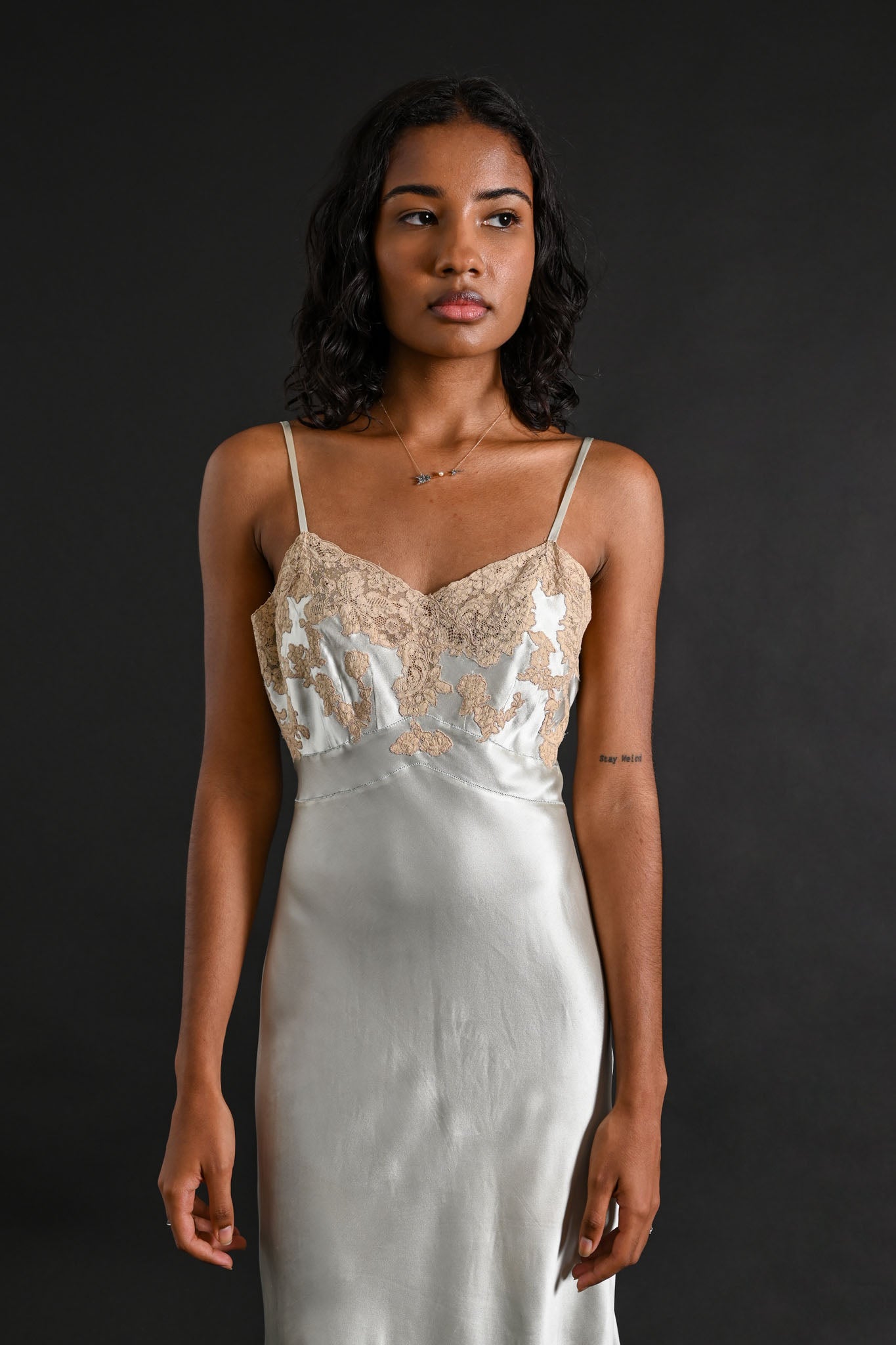 1930s Powder Blue Silk Satin Slip [xs/sm]