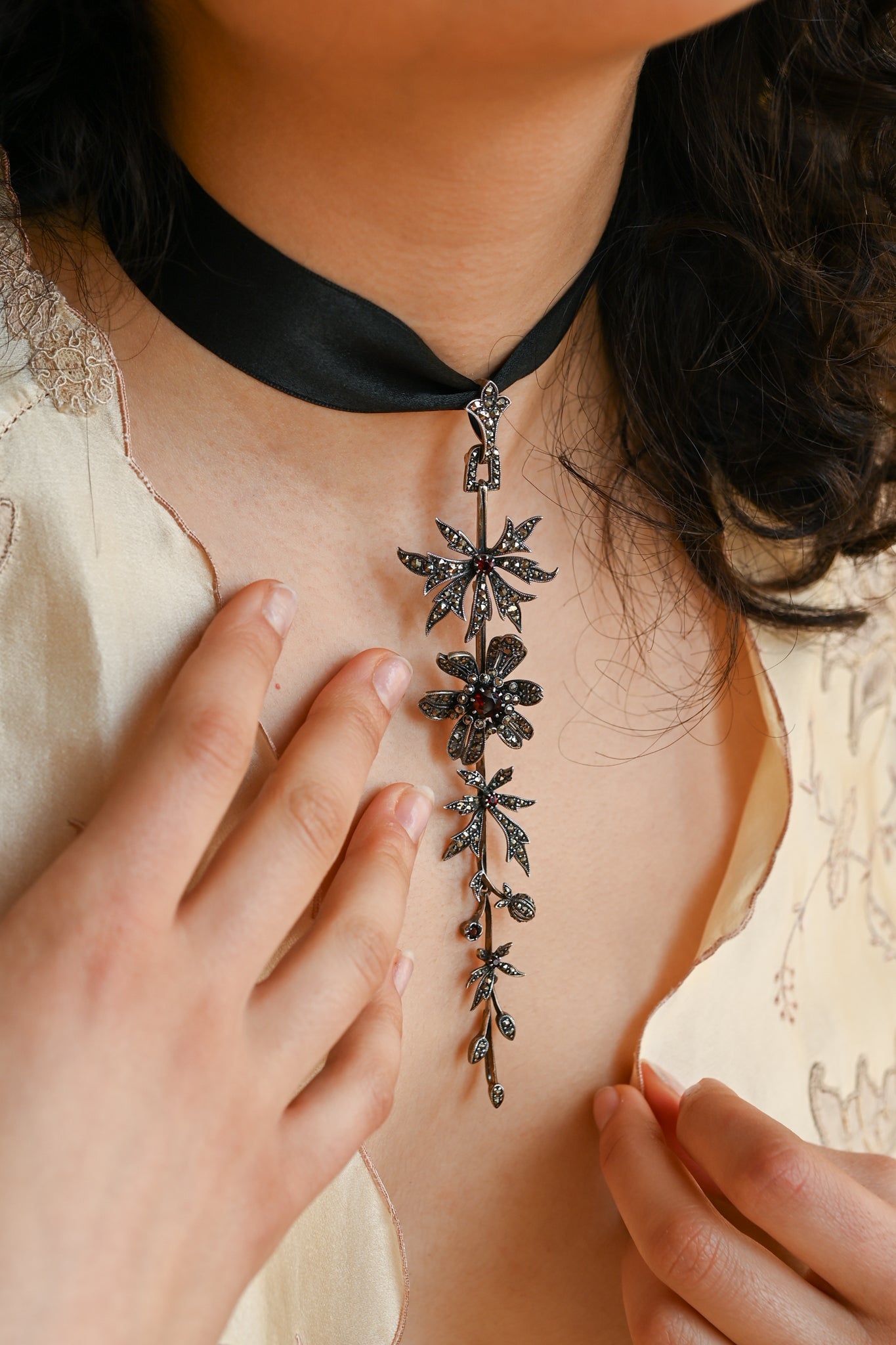 Midcentury Sterling Floral Articulated Convertible Pendant + Brooch