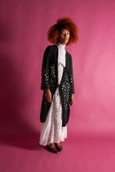 1920s Black Silk Floral Cutout Jacket [xs/sm/med]
