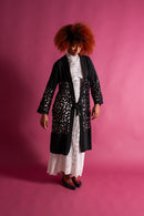 1920s Black Silk Floral Cutout Jacket [xs/sm/med]