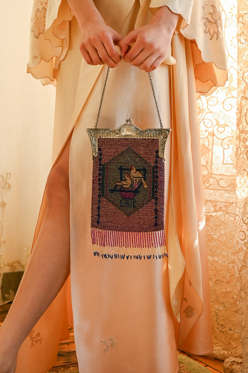 Edwardian Hand Beaded Love Purse