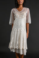 1920s Tambour Embroidered Lace Dress [xs/sm]