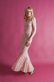 1930s Blush Cotton Lace Gown [xs/sm]