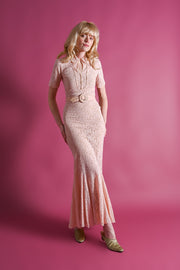 1930s Blush Cotton Lace Gown [xs/sm]