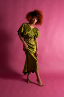 1930s Serpent Green Silk Satin Gown [sm/med]