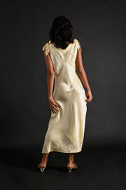 1930s Butter Yellow Silk Monogrammed Gown [sm/med/lrg]