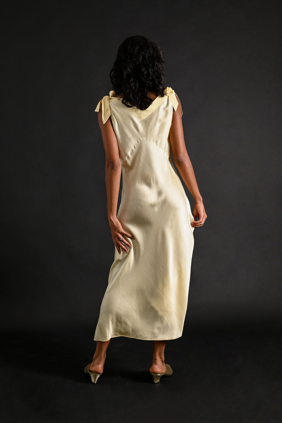 1930s Butter Yellow Silk Monogrammed Gown [sm/med/lrg]