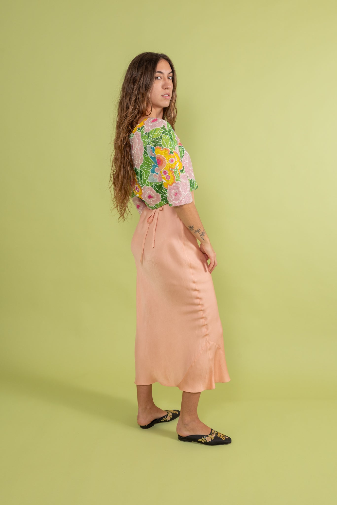 1960s Irene Galitzene Couture Beaded Floral Jacket [sm/med]