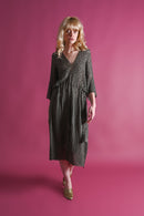 1920s Gunmetal Rayon Crochet Dress w Tassels [OS]