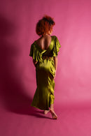1930s Serpent Green Silk Satin Gown [sm/med]