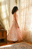 1930s Floral Printed Rayon Tie Front Gown [sm/med]