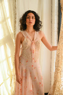 1930s Floral Printed Rayon Tie Front Gown [sm/med]