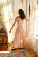 1930s Floral Printed Rayon Tie Front Gown [sm/med]