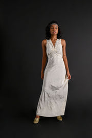 1930s Silk Jacquard X Back Bias Gown [sm/med]
