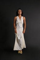 1930s Silk Jacquard X Back Bias Gown [sm/med]