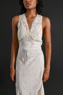 1930s Silk Jacquard X Back Bias Gown [sm/med]