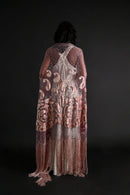 1920s Silk Velvet + Silver Lamé Lace Fringe Shawl
