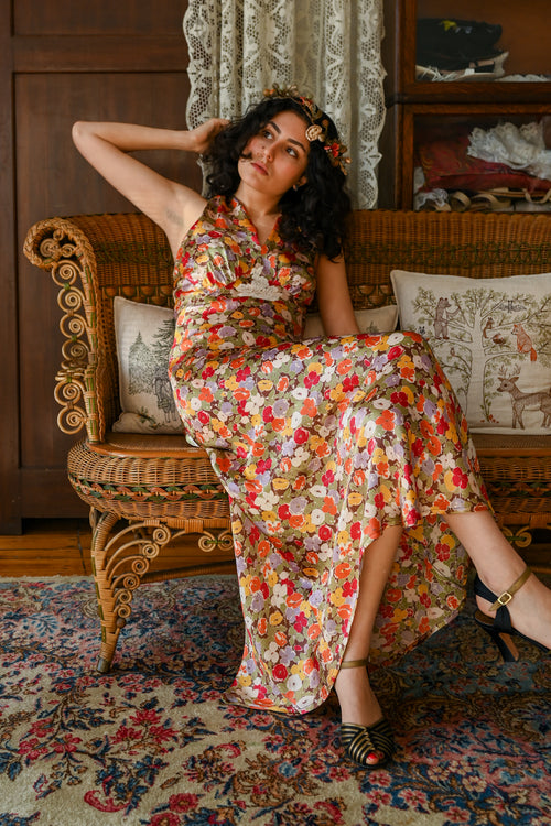 Demetra's Floral Silk + Lace Appliqué Gown [sm/med]