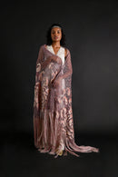 1920s Silk Velvet + Silver Lamé Lace Fringe Shawl