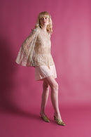 1930s Angel Sleeve Lace Gelatin Sequin Blouse [med/lrg/xl]