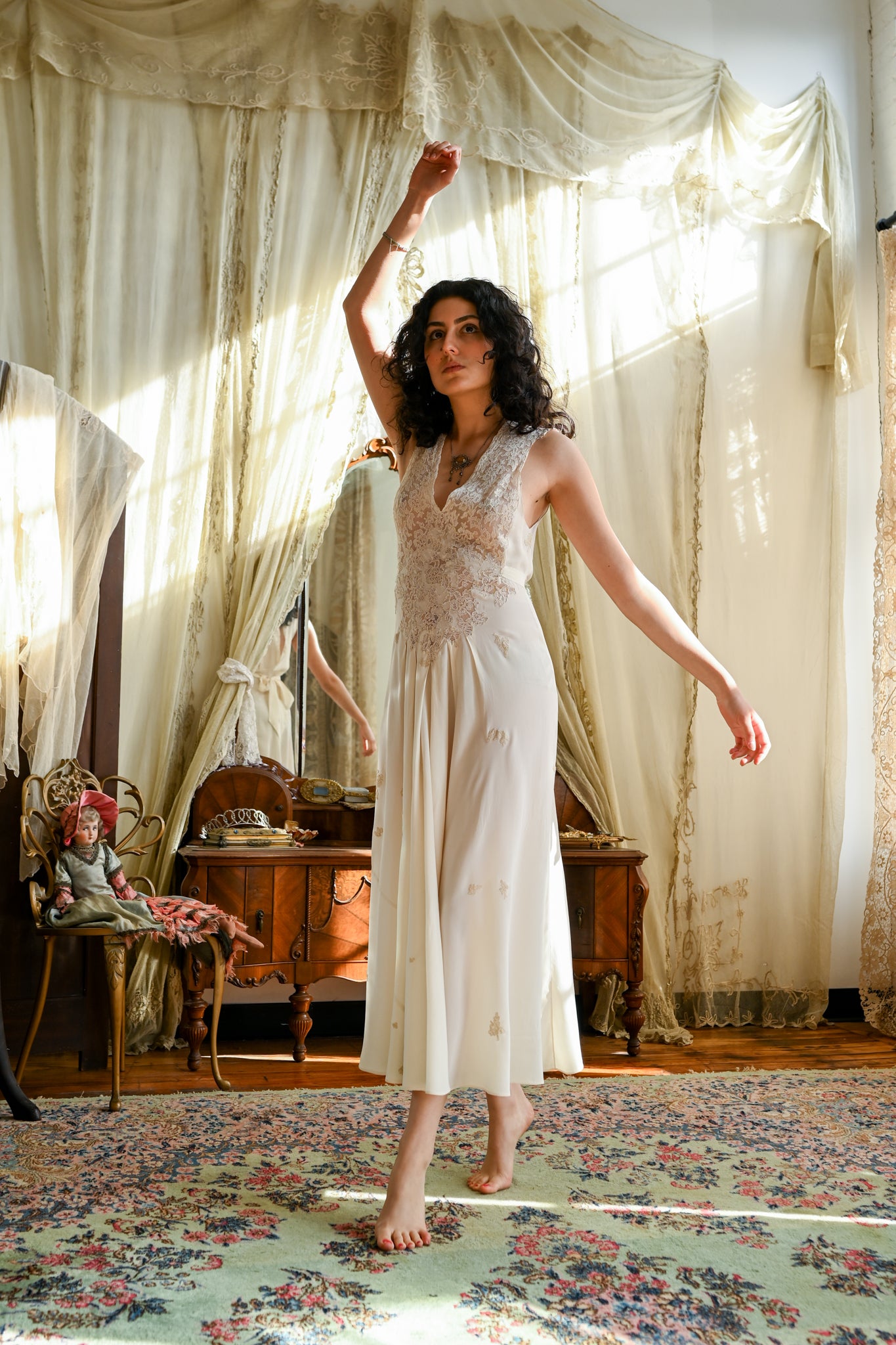 Demetra's Ivory Silk + Lace Bridal Slip [xs/sm]