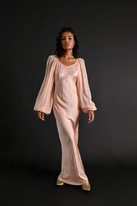 1930s Italian Balloon Sleeve Silk Bias Gown [xs/sm/med]