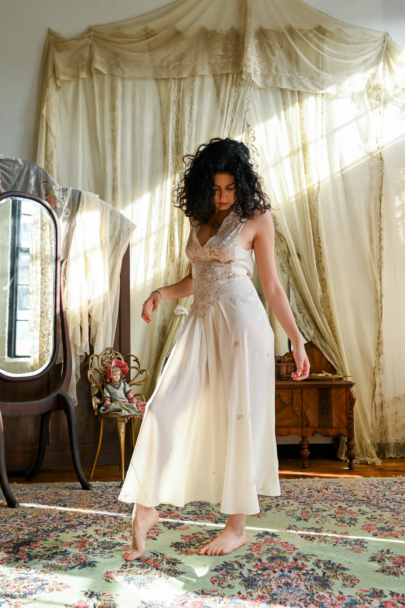 Demetra's Ivory Silk + Lace Bridal Slip [xs/sm]