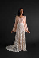 1900s Masterwork Irish Crochet Trained Bridal Skirt [xs/sm/med]