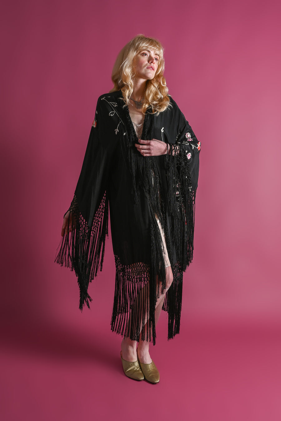 Gallery of Wearable Art Embroidered Silk Fringe Robe [OS]