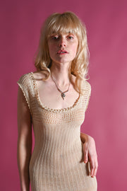 1920s Silk Lace Knit Mini Dress [xs/sm/med]