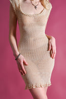 1920s Silk Lace Knit Mini Dress [xs/sm/med]