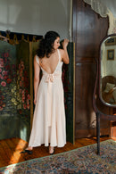 1930s Silk Crepe Tie Back Plunge Gown [xs/sm]