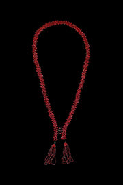 1920s Red + Black Handbeaded Tassel Sautoir