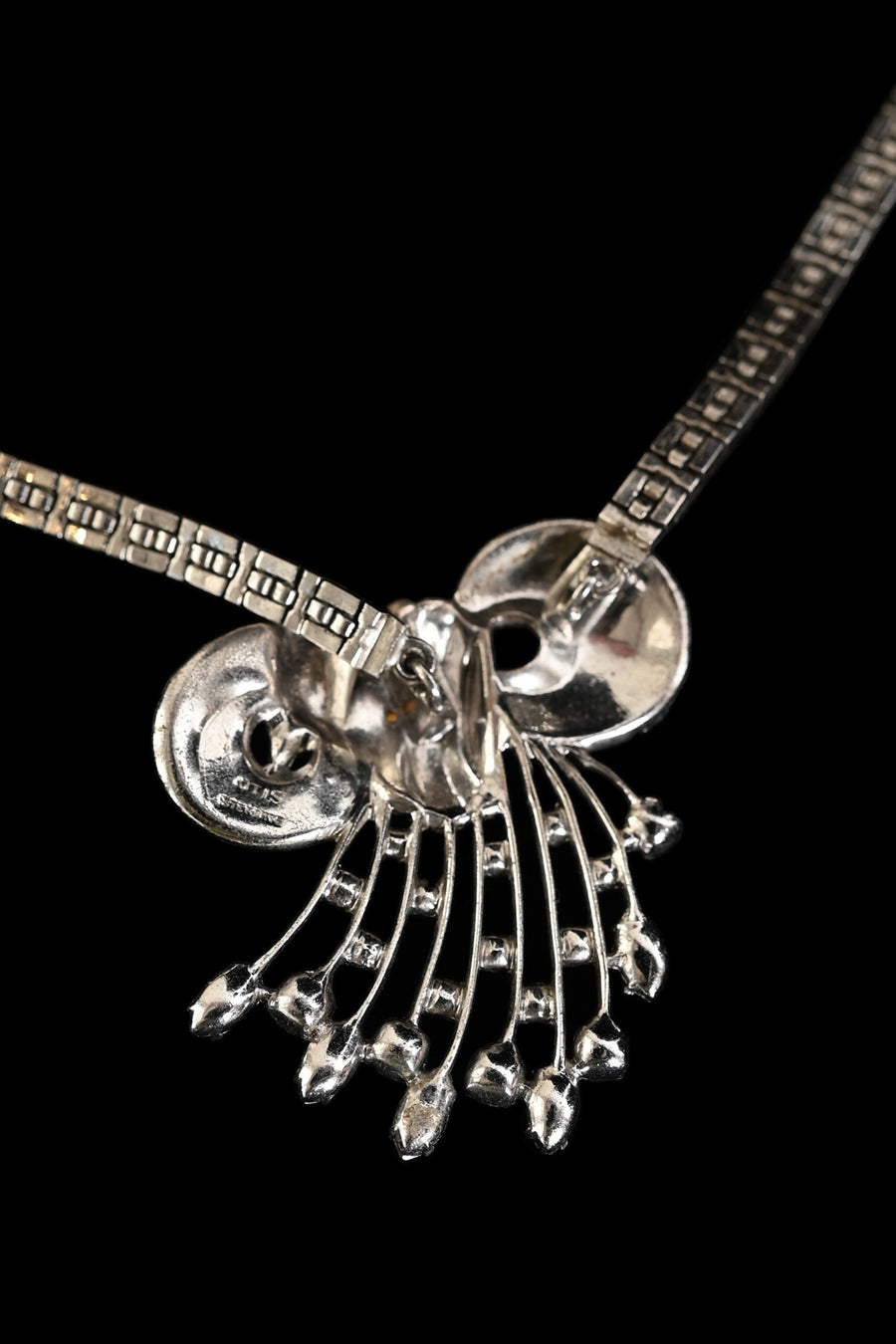 1930s Sterling Diamanté Bow Necklace