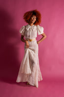 1930s Silk Organza Chevron Trumpet gown [xs/sm]