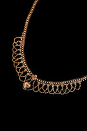 c1900 14k Ruby and Pearl Heart Festoon Necklace