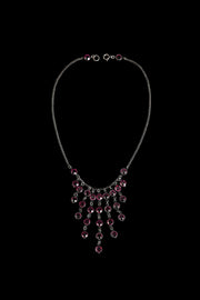 1930s Magenta Paste Fringe Necklace