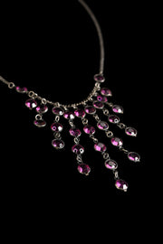 1930s Magenta Paste Fringe Necklace