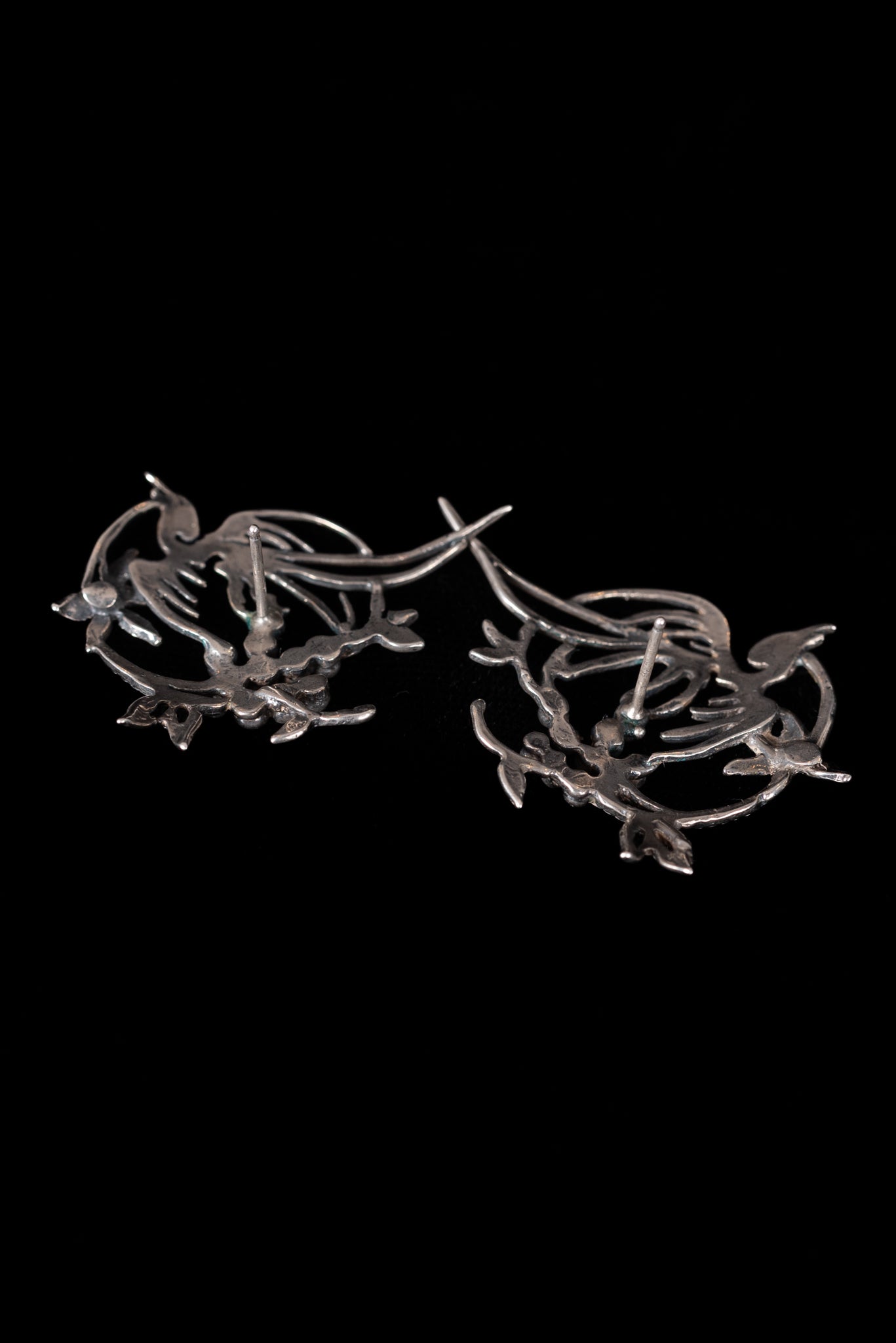 Sterling Midcentury Artisan Bird in Flight Earrings